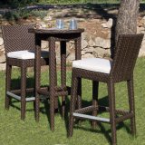 Outdoor Rattan High-Leg Bistro Chair with Table Waterproof Cushion Wf050018