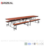 Orizeal School Used Cafetria Mobile Folding Table with Stainless Steel Dining Table Legs