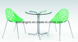 Glass Dining Table with Plastic Chair