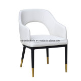Modern Furniture White Office Upholstery Fabric/Leather Chair with Polished Brass Legs