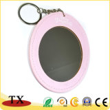 Portable Leather Cosmetic Mirror Key Chain Make-up Mirror in Bag