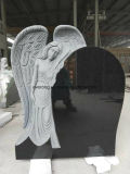 Black Tombstone Angel Headstone European Style Engraving Granite Grave Monument for Cemetery