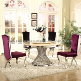 Silver Mirror Stainless Steel Base Marble Dining Table