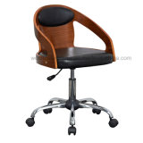 Faux Leather Retro Walnut Veneered Bentwood Home Office Chair W15845-5