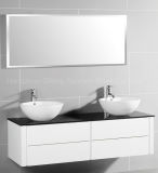 MDF Big Size Bathroom Cabinet with Glass Worktop
