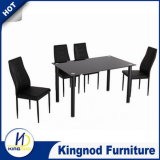 Top Grade Furniture 4 Seaters Black Glass Dining Table