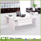 White Antique Office Executive Desk Design with Side Table
