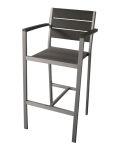 Commercial Aluminium Outdoor Restaurant Plastic Wood Bar Chairs (PWC-15503)