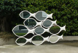Multi Fishes Iron Garden Mirror in Antique White Color with Competitive Prices