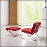 Modern Leisure Leather Lounge Barcelona Sofa Chair with Ottoman (SP-HC080)