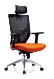 Black Back Orange Seat Headrest Aluminium Alloy Function Chair