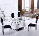 Simple Style Clear Glass Top Dining Table