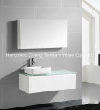 Simple Style PVC Vanity with Glass Worktop and Mirror Cabinet