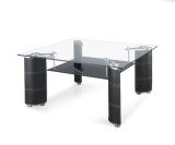 Wrapped Leather Legs Glass Table (DT081)