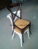 High Quality Stackable Wooden Cross Back Chair with Rattan Seat
