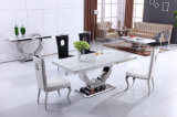 Hot Sale Marble Top Dining Table with Stainless Steel Base