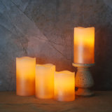 4PCS/Set Flameless Real Wax Votive LED Pillar Candle for Home or Holiday Decoration, Pink and Ivory Color
