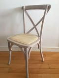 Oak Wood Limewash Cross Back Chairs with Rattan Pads