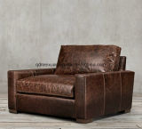 American Country Sofa Brown Leather Sofa Single Sofa with High Quality (M-X3278)