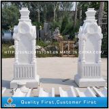 Stone Indoor White Marble Solid Columns with Carving
