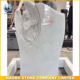 Han White Marble Monument with Angel Carved Headstone