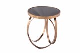 Rose Gold Stainless Steel Coffee Table with Glass Top