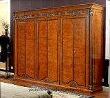 0029 Italian Royal Wooden Furniture Style Luxury Brass Decoration Waredrobe