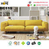 Nordic Modern Furniture 1+2+3 Wood Sofa with Yellow Fabric (HC119)