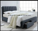 Fabric Queen Size Bed with Drawer