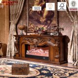 Luxury Carved Solid Wooden Electric Fireplace Mantel (GSP15-001)