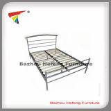Powder Coated Metal Double Bed with Wood Slats (HF043)