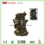 Decorative Polyresin Racoon Statue with Solar Light for Home and Garden Decoration