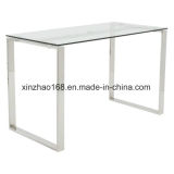 Stainless Steel Gold Metal Leg Modern Tempered Glass Dining Table