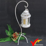 Antique White Metal Candle Holder Standing