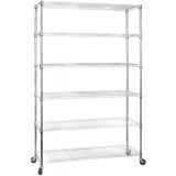 NSF 6 Tiers Adjustable Chrome Metal Moving Storeroom Metal Display Shelf Rack and Shelving