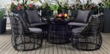 5 Pieces Rattan Chair Table Set with Cushion