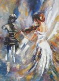 Hot Sale 100% Hand Made Abstract Musicale Oil Painting for Home Decoration