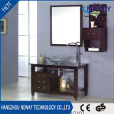 High Quality Glass Basin Simple Wood Bathroom Vanity Cabinet