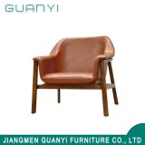 Italian Style Modern Leather Furniture Sofa Chair with Solid Wood Legs