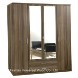 Classic Bedroom Furniture Wooden 4 Doors Mirrored Combi Wardrobe (WB36)