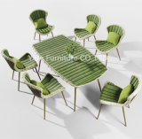 High Quality SGS Tested Green Rattan Outdoor Garden Dining Table Set