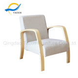 Bend Wood Relaxing Chair Singel Sofa with Beige Color