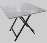 Wood Restaurant Folding Portable Dining Table with Metal Legs (LL-CFT010)