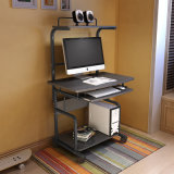 Mobile Computer Desk with CPU Keyboard Tray and Shelf
