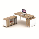 Metal Base Office Table with Laminated Side Cabinet