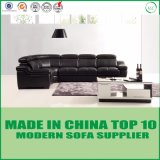 Italian Modern Furniture Black Leather Corner Sectional Sofa