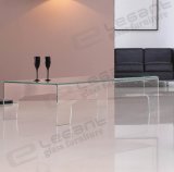 Transparent Glass Center Table with Curved Shape
