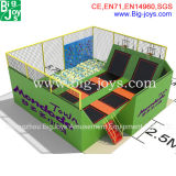 Trampoline with Climb Wall and Basketball
