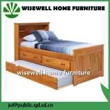 Pine Wood Captain Twin Bookcase Bed with Trundle and Storage