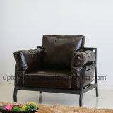 Solid Wooden Frame Brown Upholstery Leather Living Room Chair (SP-HC612)